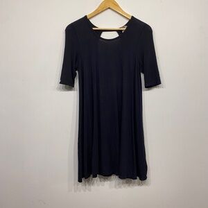 Free People We The Free Black Swingy Short Sleeve Tunic Top Size Small